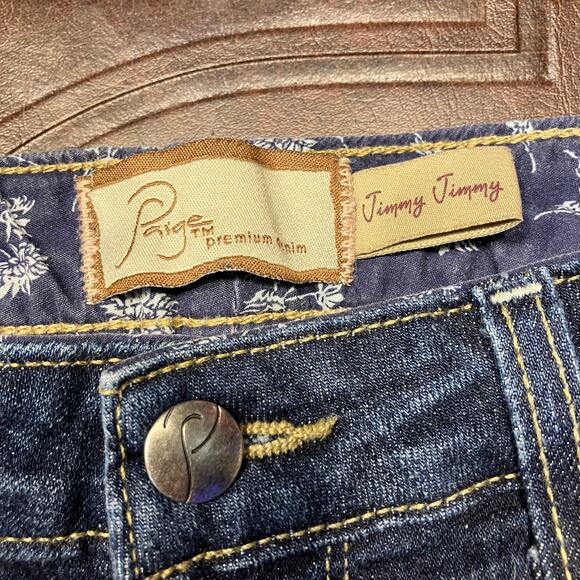 Paige Jimmy Jimmy Dark Wash Raw Hem Denim Shorts Womens 25 Summer Classic - Picture 10 of 13